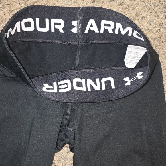 Under Armour Youth S Compression Leggings – Black Logo Waistband - Picture 2 of 2